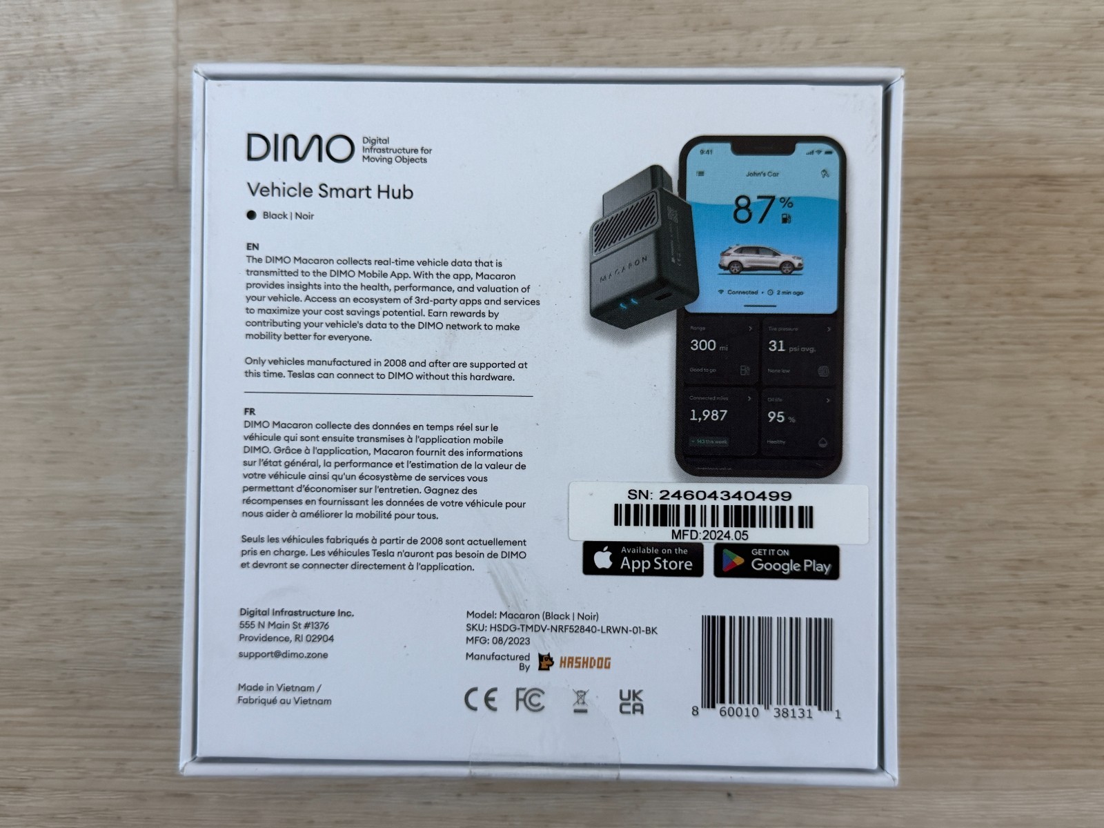 DIMO Macaron Smart Auto Vehicle OBD2 Data Device Drive-to-Earn Crypto Tested