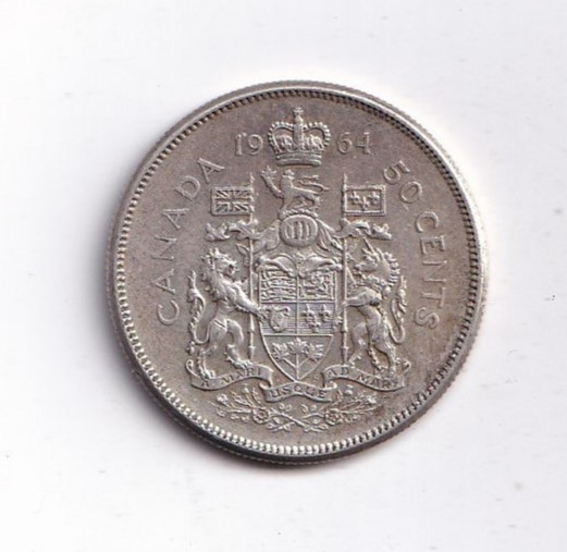 Canada 50 Cents Elizabeth II 1964 Silver (KM#56)
