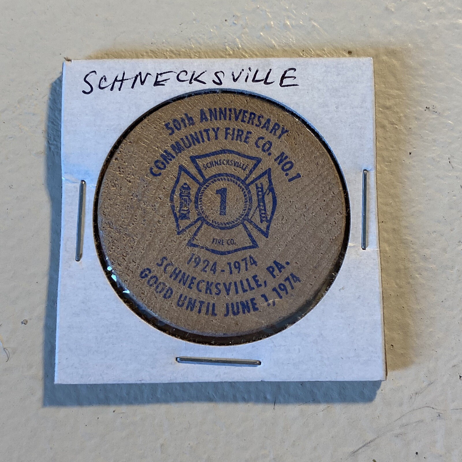 Schnecksville PA Wooden Nickel. Our # C792