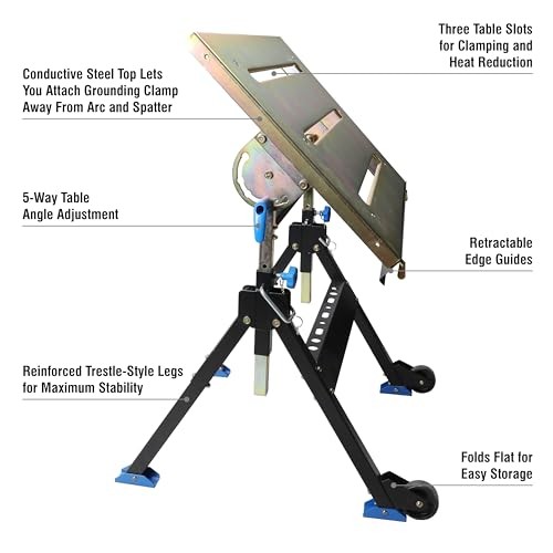 Adjustable Welding with Wheels Portable Steel Stand Workbench 30 in. x Table