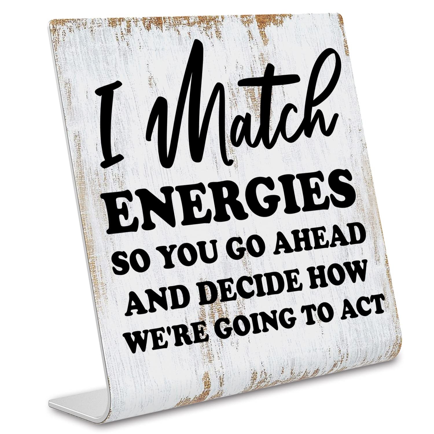 Funny Desk Signs for Women Men Office, 4 inches x 4 inches, stainless steel