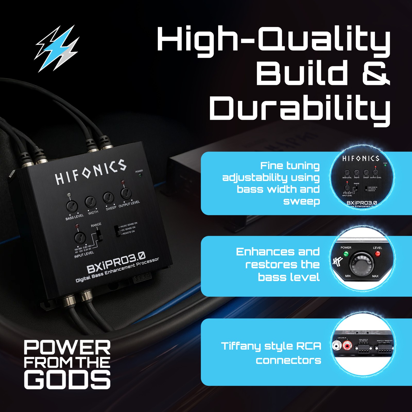 Hifonics BXIPRO3.0 Bass Enhancer, Digital Processor, Dash Mount Remote Control