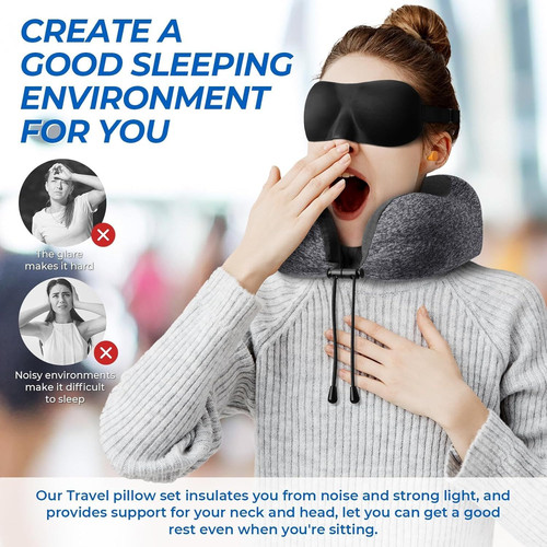 ExploreBliss Travel Pillow, Pillows for Sleeping Medium, Grey