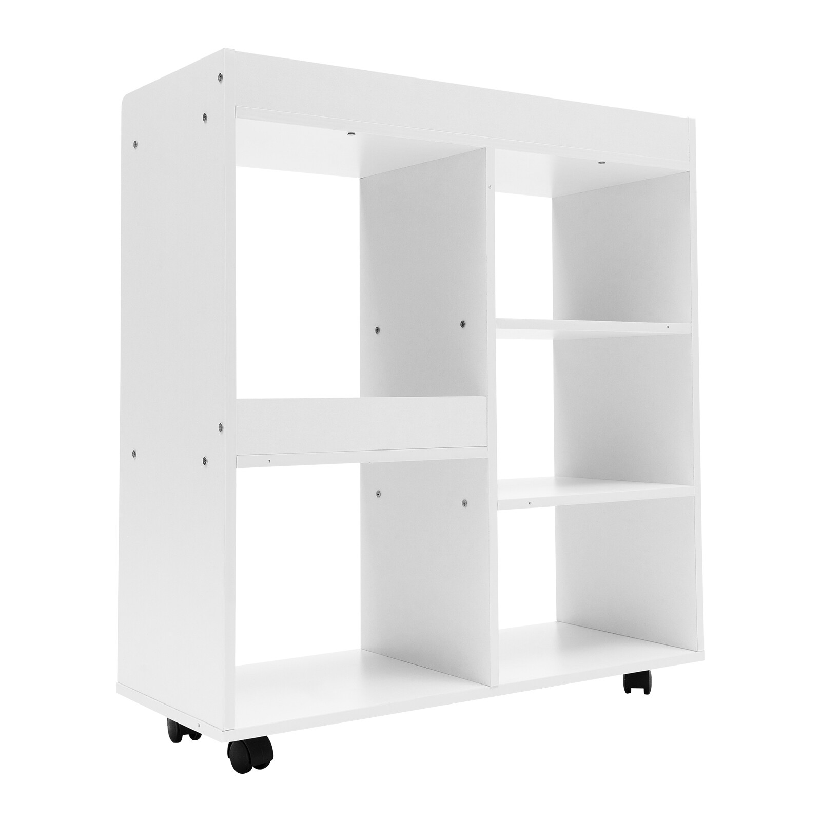Mobile Printer Stand Rolling Office Scaner Cart Storage Shelf Warm White