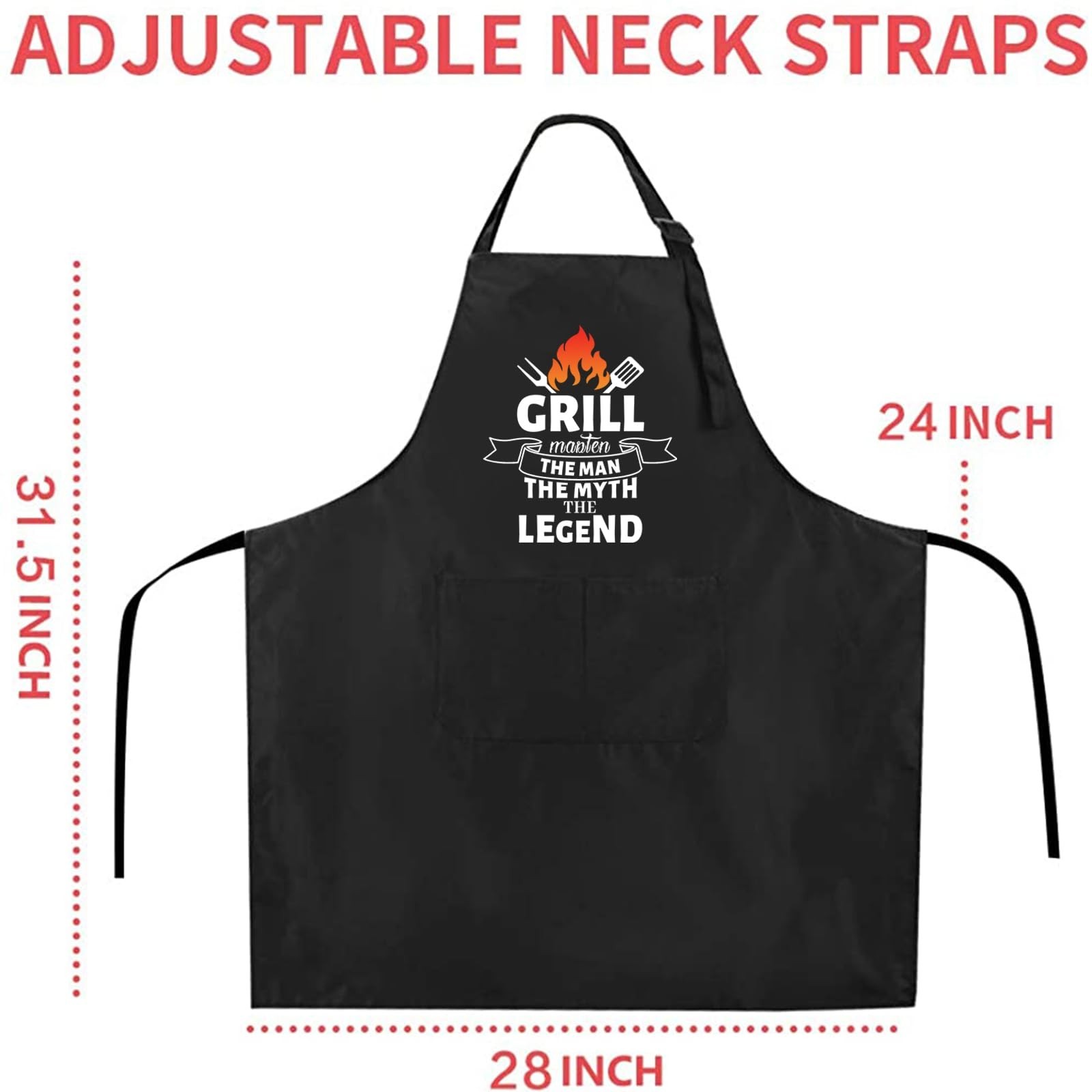 Funny Black Chef Aprons for Men Adjustable BBQ Grill Kitchen Cooking Aprons w...
