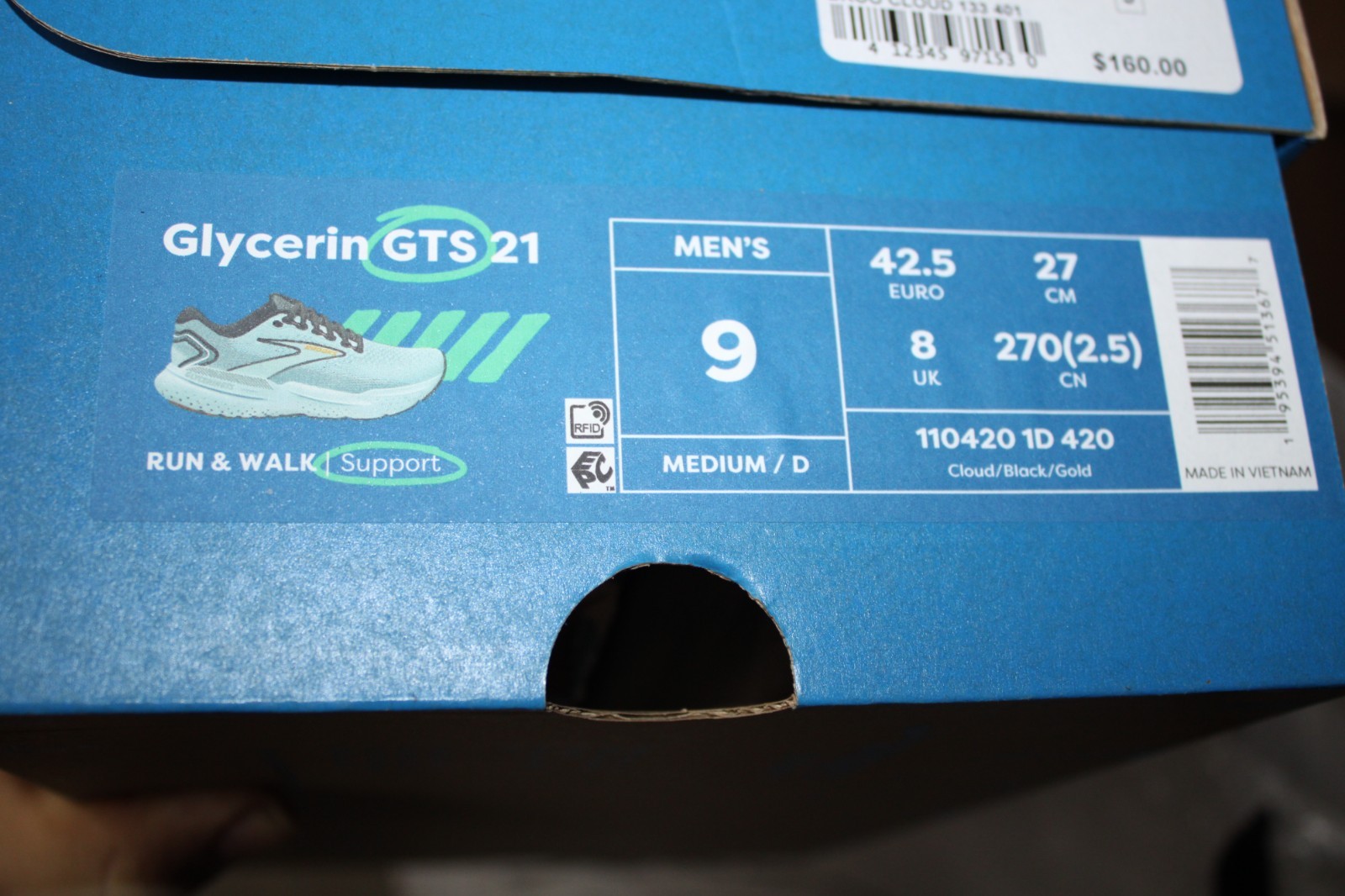 NIB BROOKS GLYCERIN GTS 21 SHOES MENS 9 D GRAY FREE SHIPPING