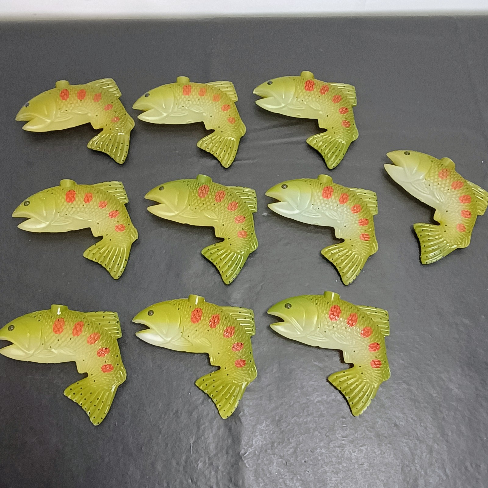Vtg BLOW MOLD LOT of 10 Fish Trout String Lights COVERS Patio RV Camper Party 4"