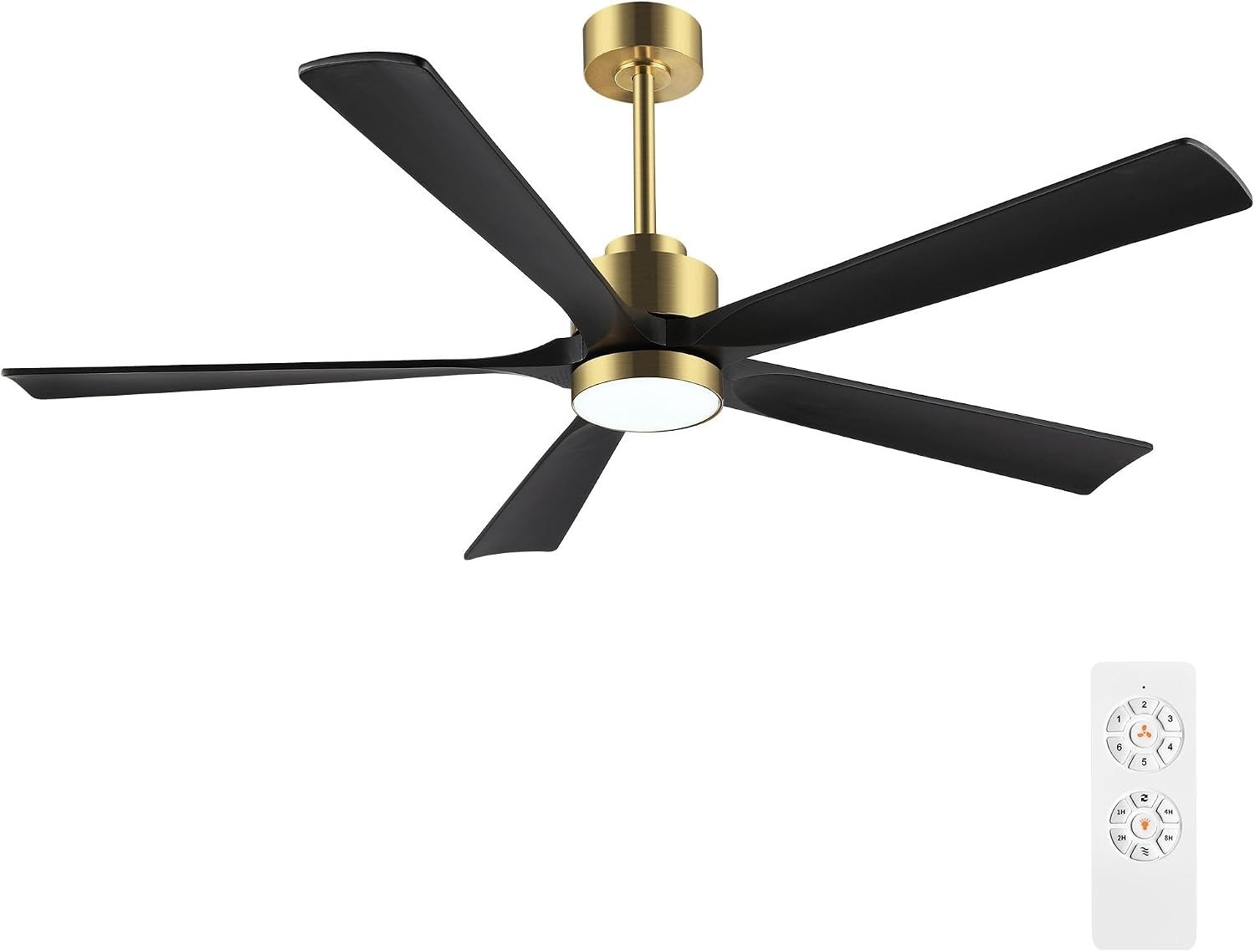 Large 52 in Ceiling Fan Indoor - Quiet DC Motor, Remote Control - Black/Gold