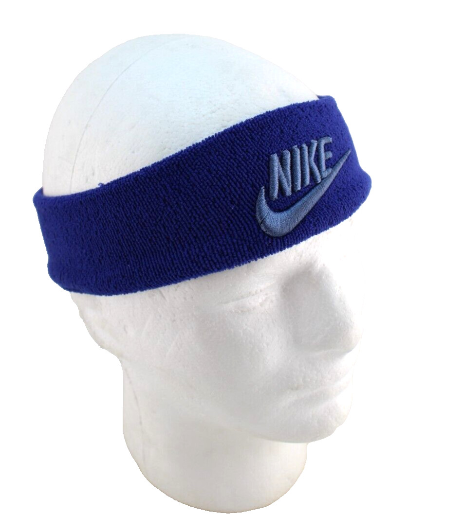 New NIKE Navy Blue / Blue Embroidered Logo Wide Classic Terry Unisex Headband