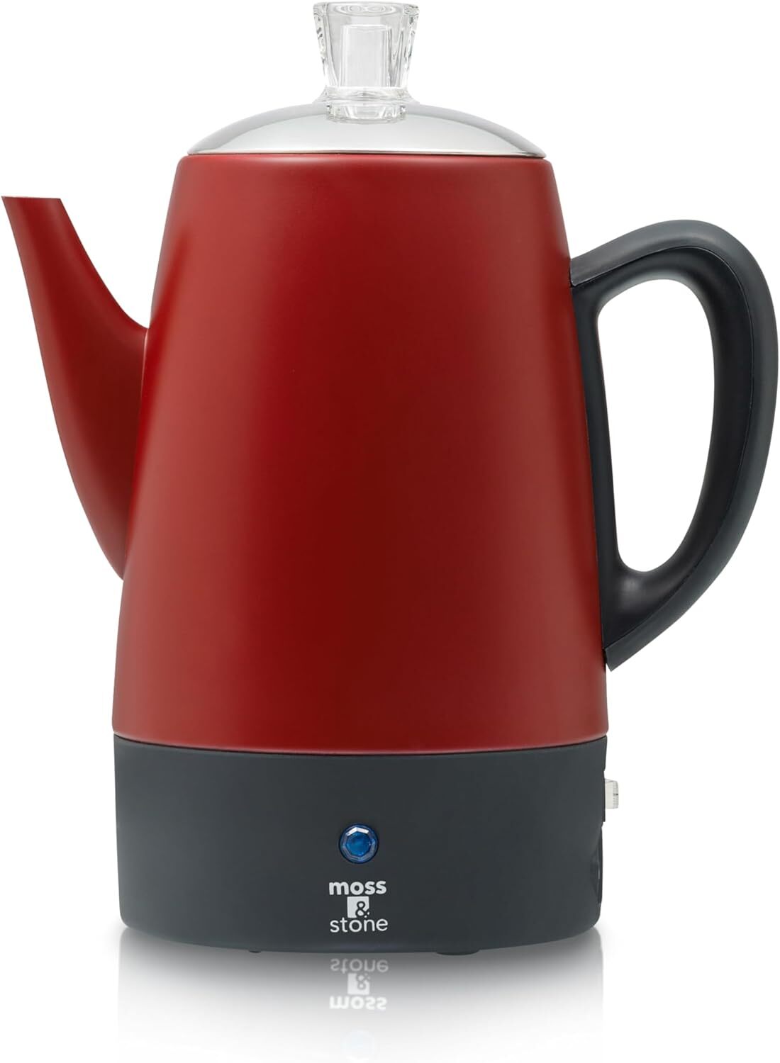 Electric Coffee Percolator Red Body Coffee Maker with Stainless Steel Lid 10 Cup