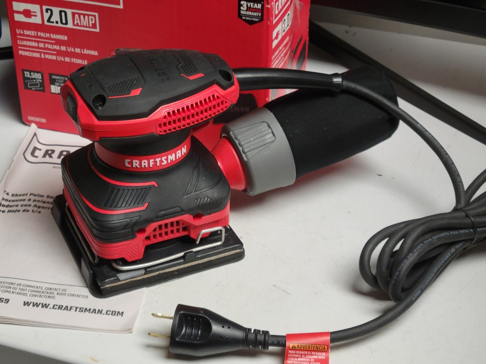 **NEW** Craftsman 2-Amp 1/4 Sheet Corded Electric Palm Sander w/ Dust Collection