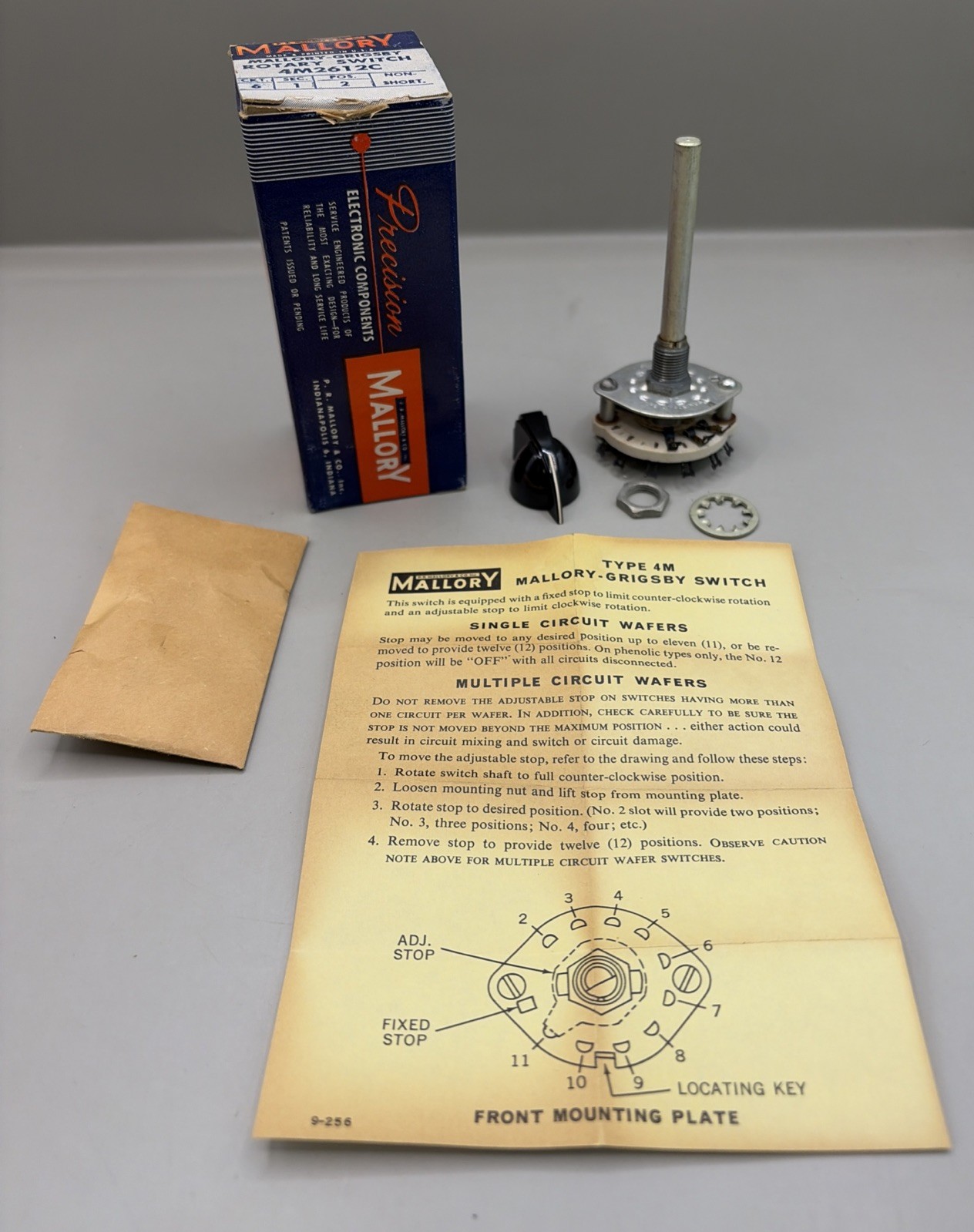 Mallory 4M2612C 6 CKT 2 Sec 2 position ceramic rotary switch Non Short NOS QTY 1