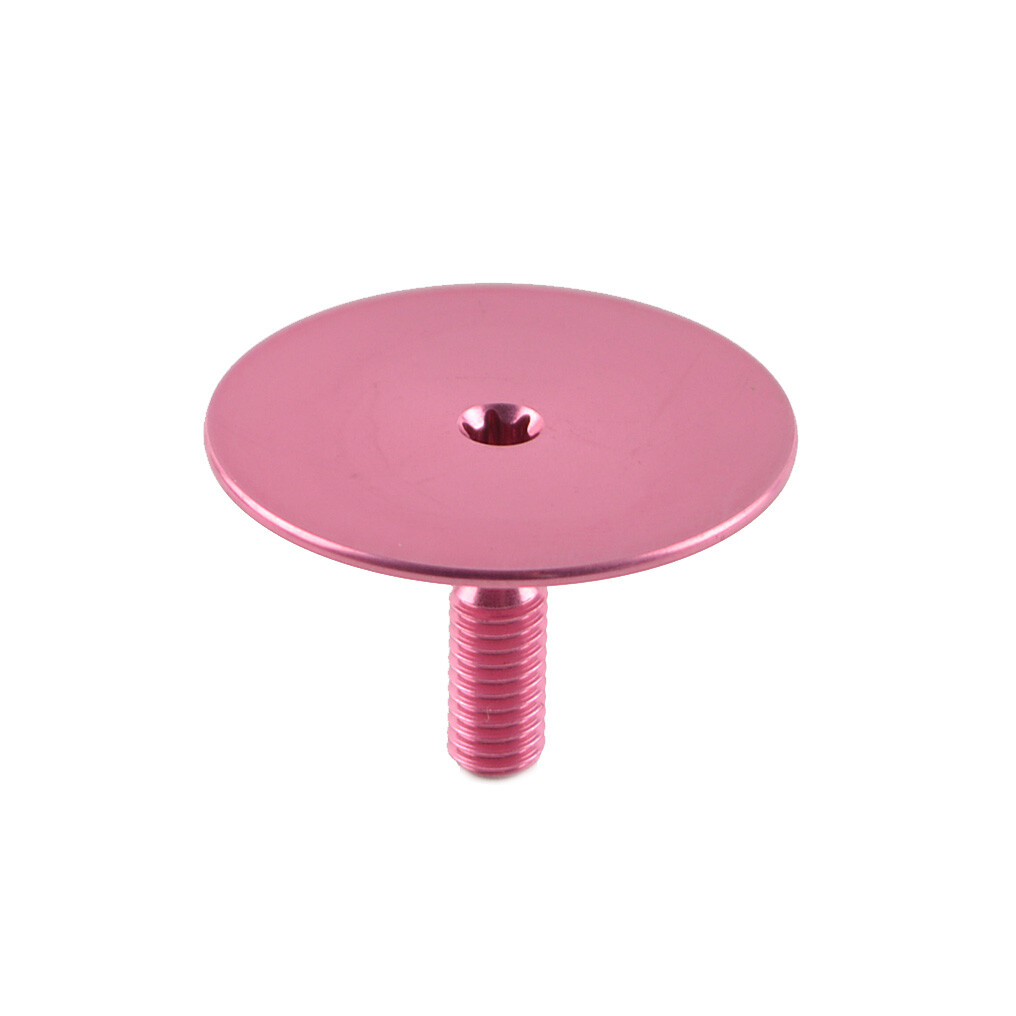 OMNI Racer WORLDS LIGHTEST Alloy Headset Top Cap & Bolt: JUST 3.4 grams!! PINK