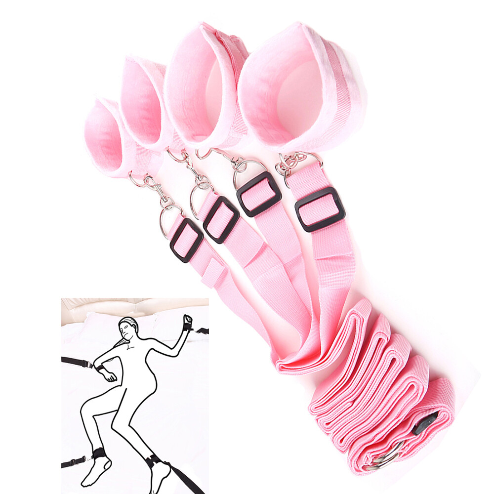 Cozy Feel Bed Restraint Harness Set Bondage Strap Handcuffs Ankle Kit BDSM