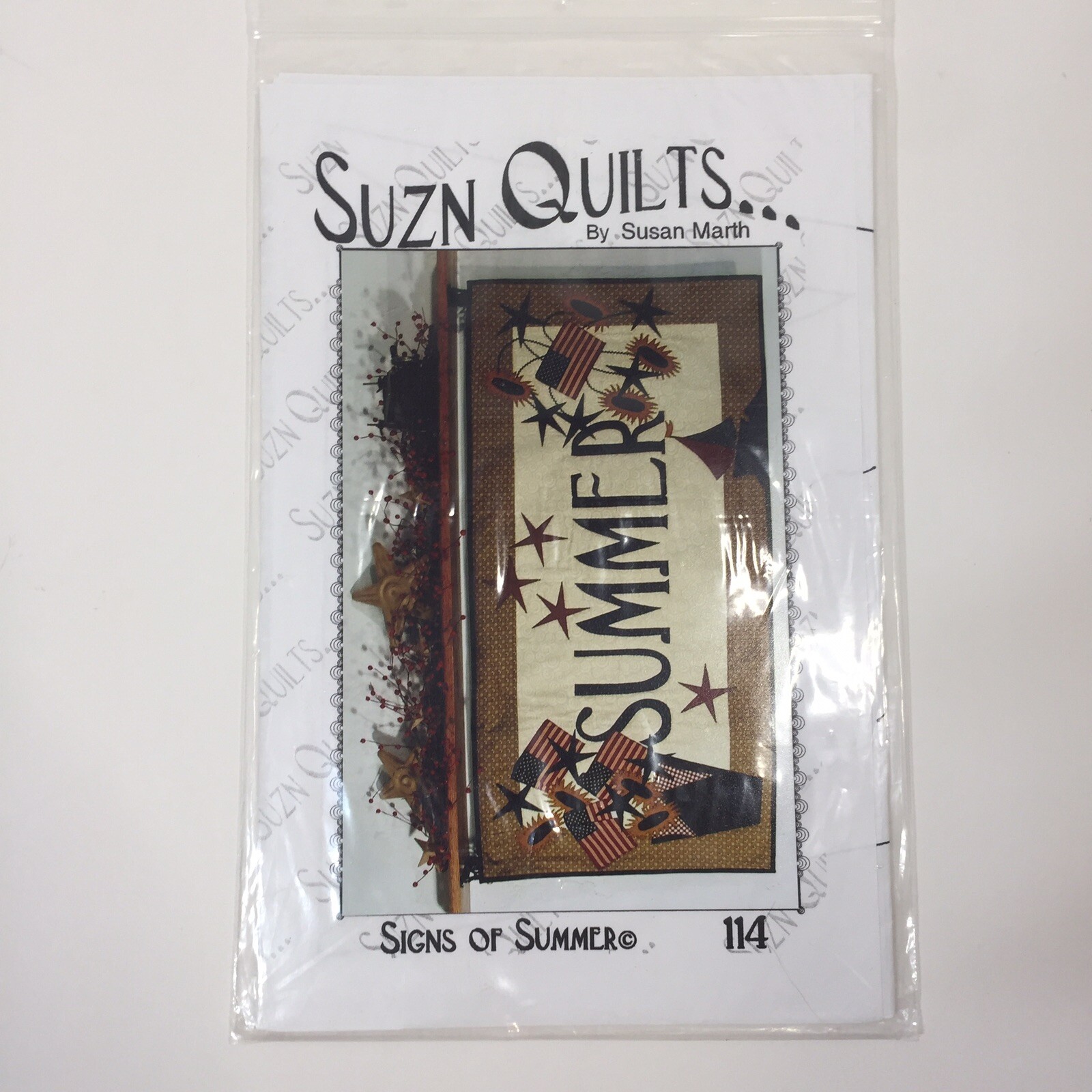 Signs of Summer Quilt Pattern Suzn Quilts 25" x 50" Applique