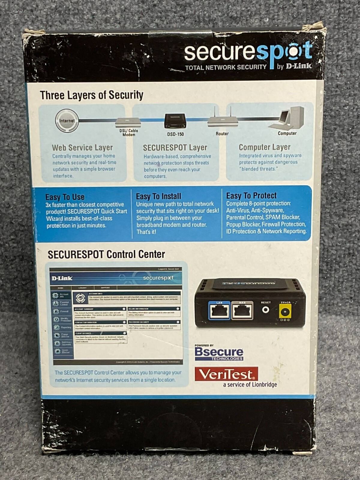 D-Link SecureSpot Internet Security Firewall 4 PC Used