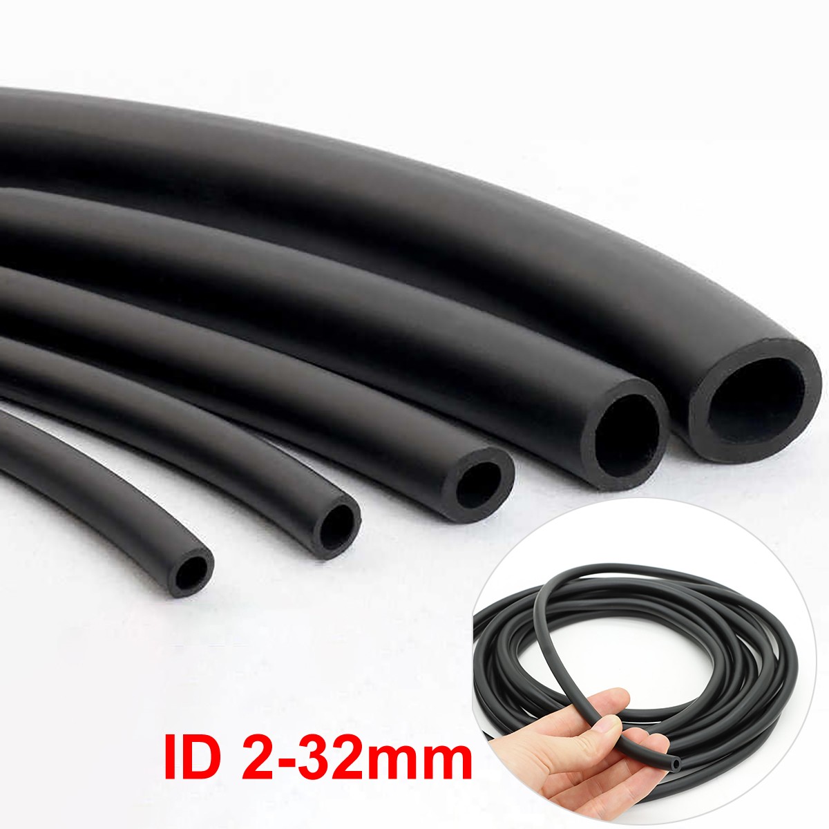 Black Fluorine Rubber Tube Fuel Hose Petrol Diesel Oil Line Pipe Tubing Ø 1-32mm