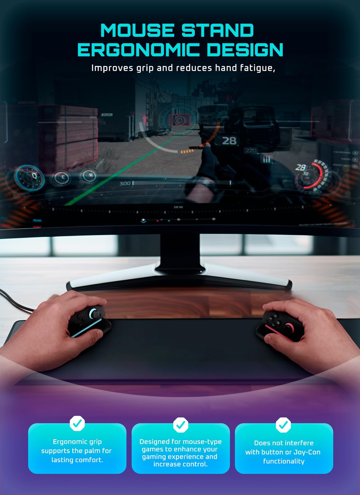SUPCASE Switch 2 Joy Con Mouse Grip Adapter Black