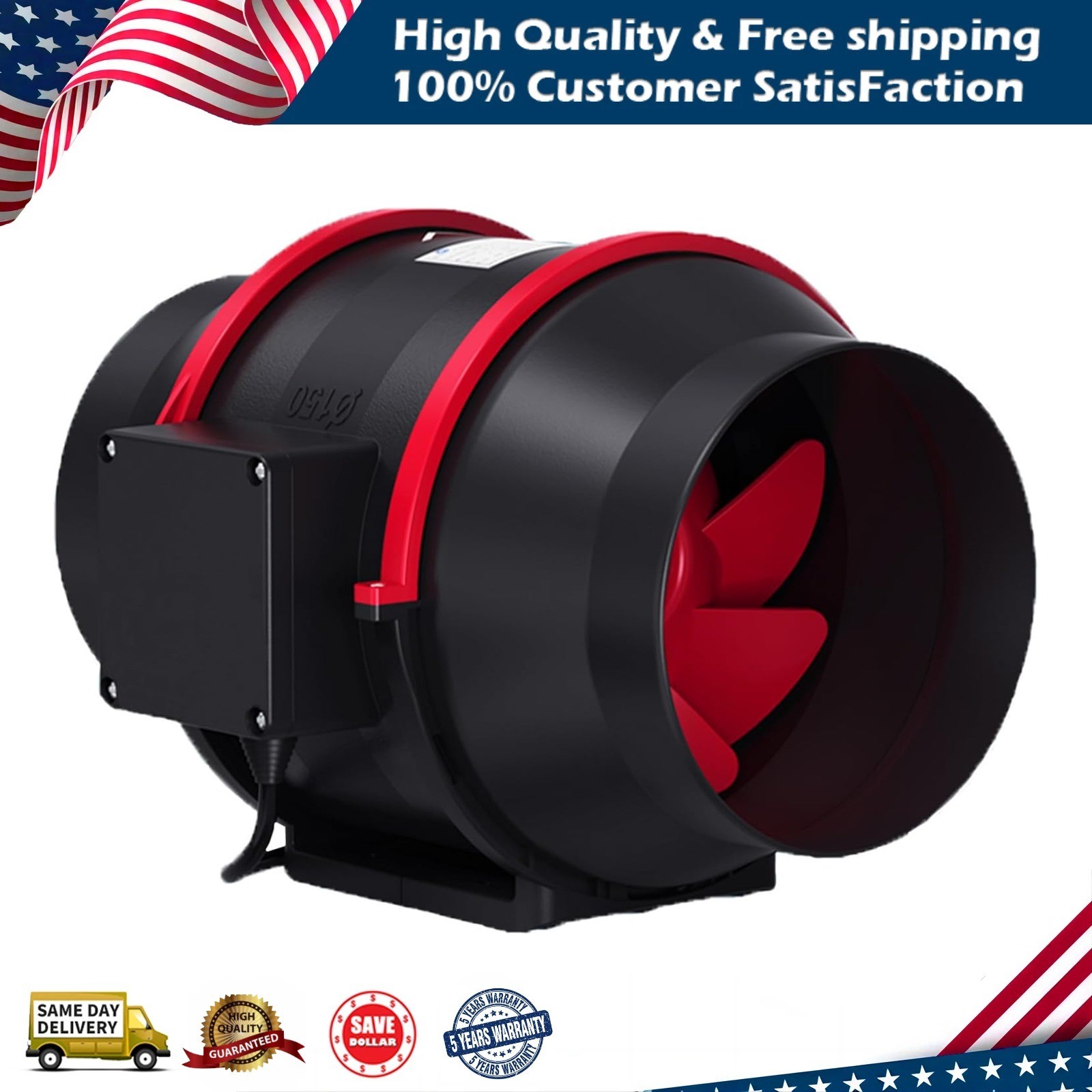 6 in Inline Duct Fan 312 CFM High Airflow Exhaust Fan with Variable Speed Contr