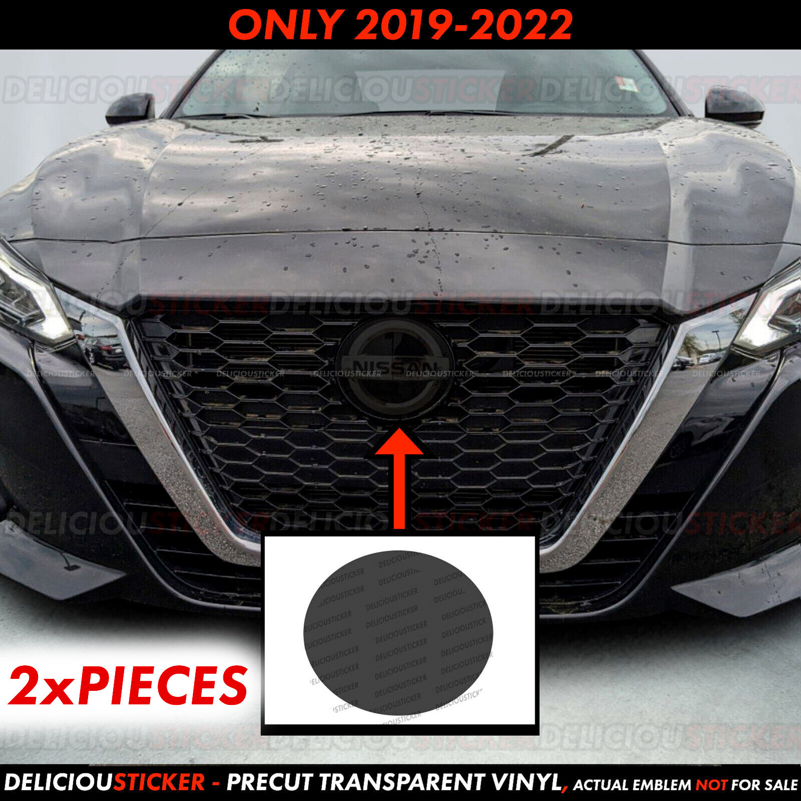 Fits 2019-2022 Nissan Altima Smoke PreCut Tint Overlay Front Emblem Decal Vinyl