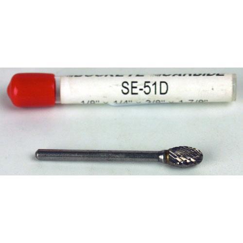 Carbide Burr (SE-51D) Egg Shape - Double Cut - 1/8 x 1/4 x 3/8 x 1 7/8