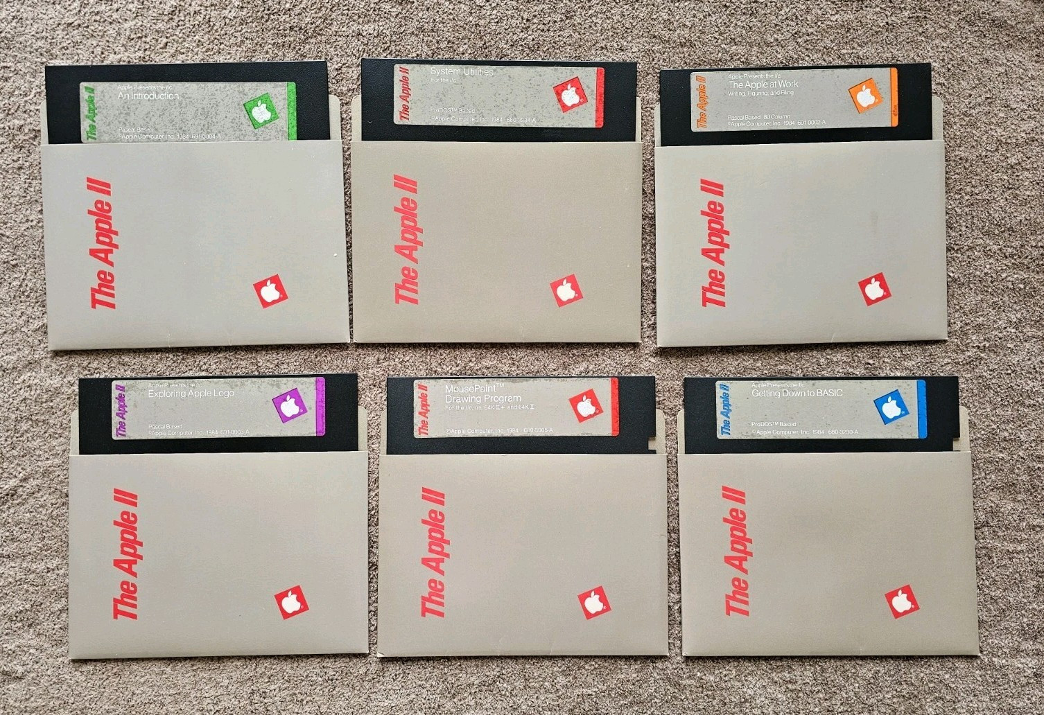 Apple IIc System Utilitites MousePaint &More ~ Set of 6 1984 Floppy 5.25" Disks