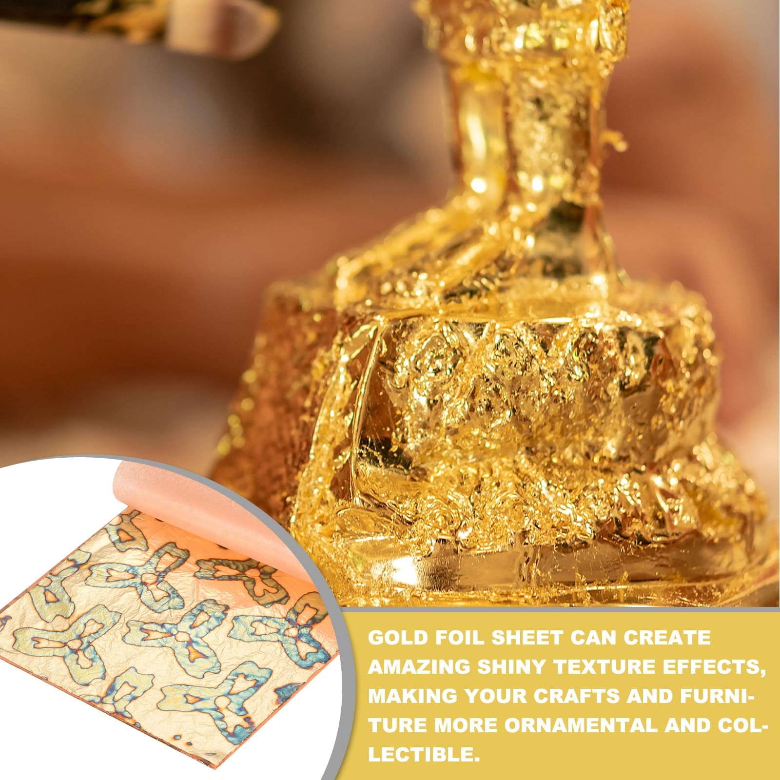 MECCANIXITY Gold Leaf Sheets 3 Leaf Flowers