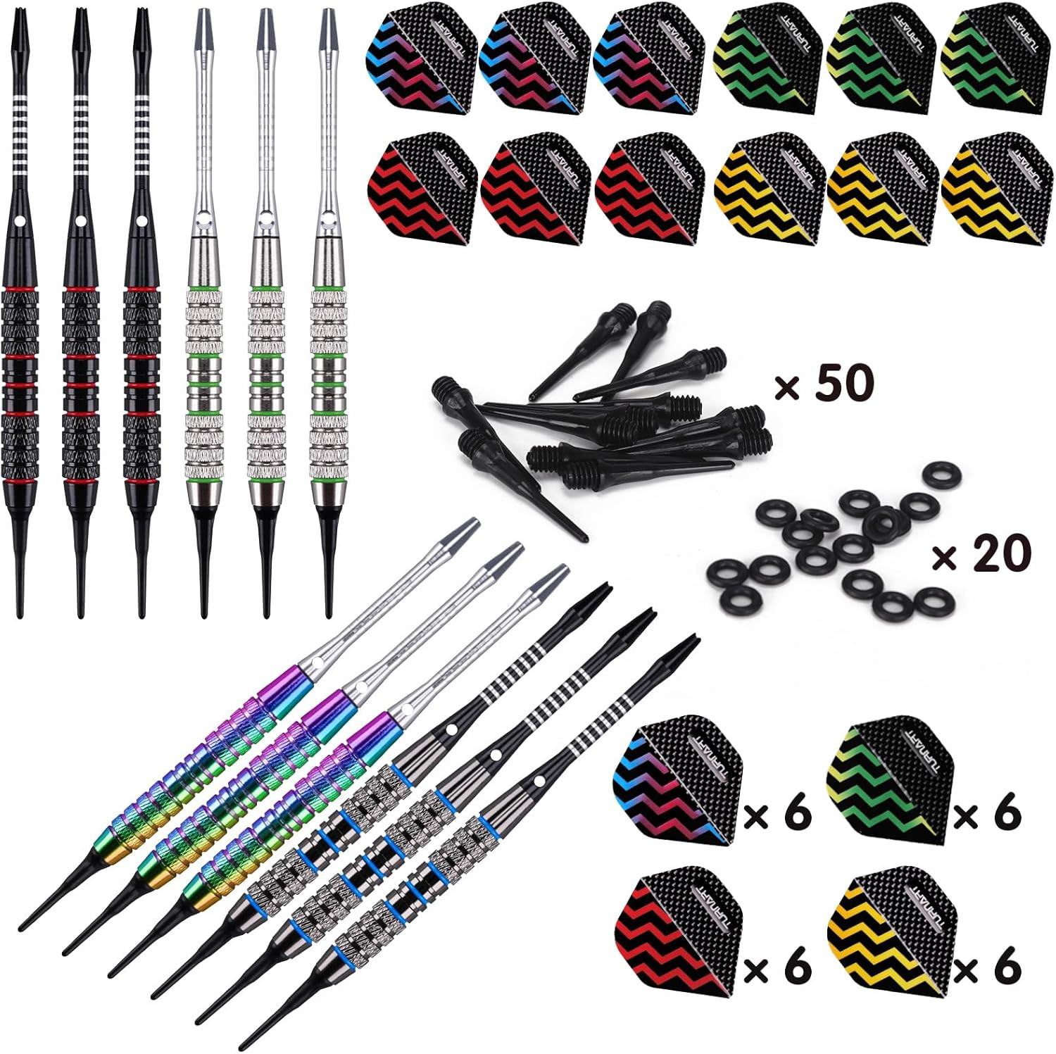Darts Plastic Tip - Professional Soft Tip Darts Set for Electronic Dartboard 12