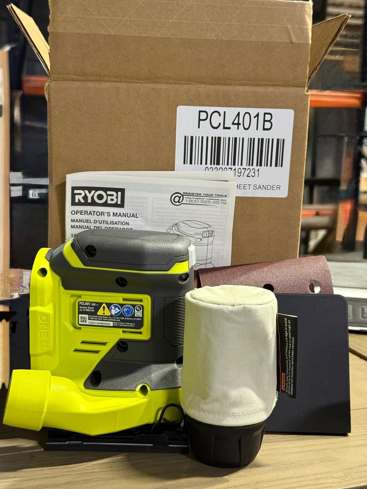 New Ryobi PCL401B - 18V Cordless 1/4 Sheet Sander (Tool Only)