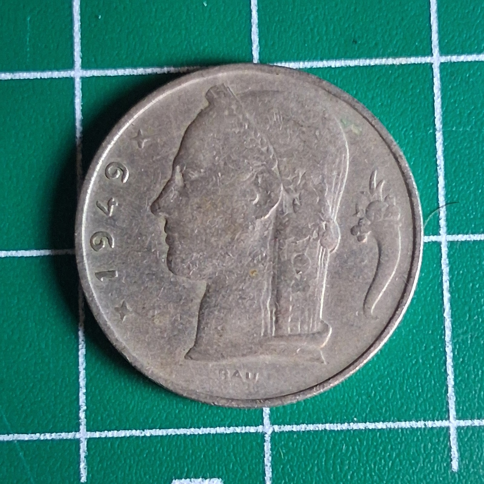 1949 Belgium 5 Franc Ceres / Crowned Oak Branch Copper-Nickel Coin