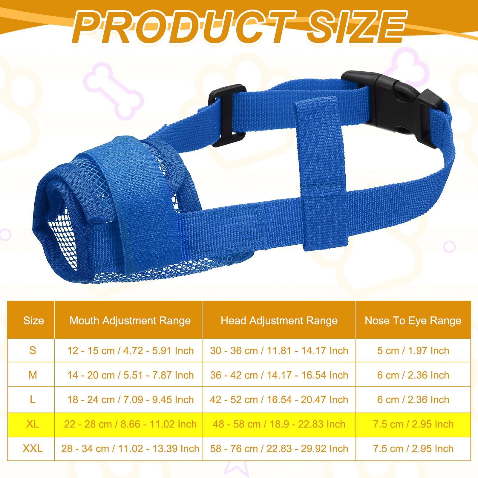 Dog Muzzle Soft Mesh Muzzle Mouth Guard Cover Blue XL