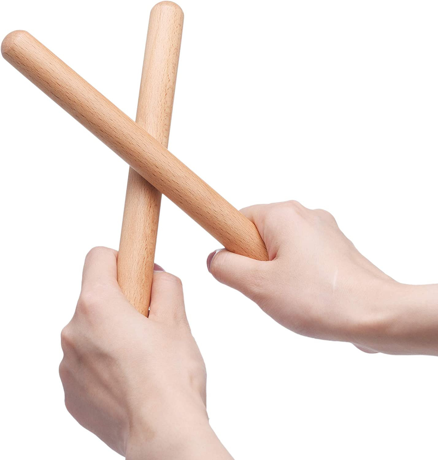 8 Pairs (16 Packs) Classical Wood Claves Musical Percussion Instrument, 8 Inch N