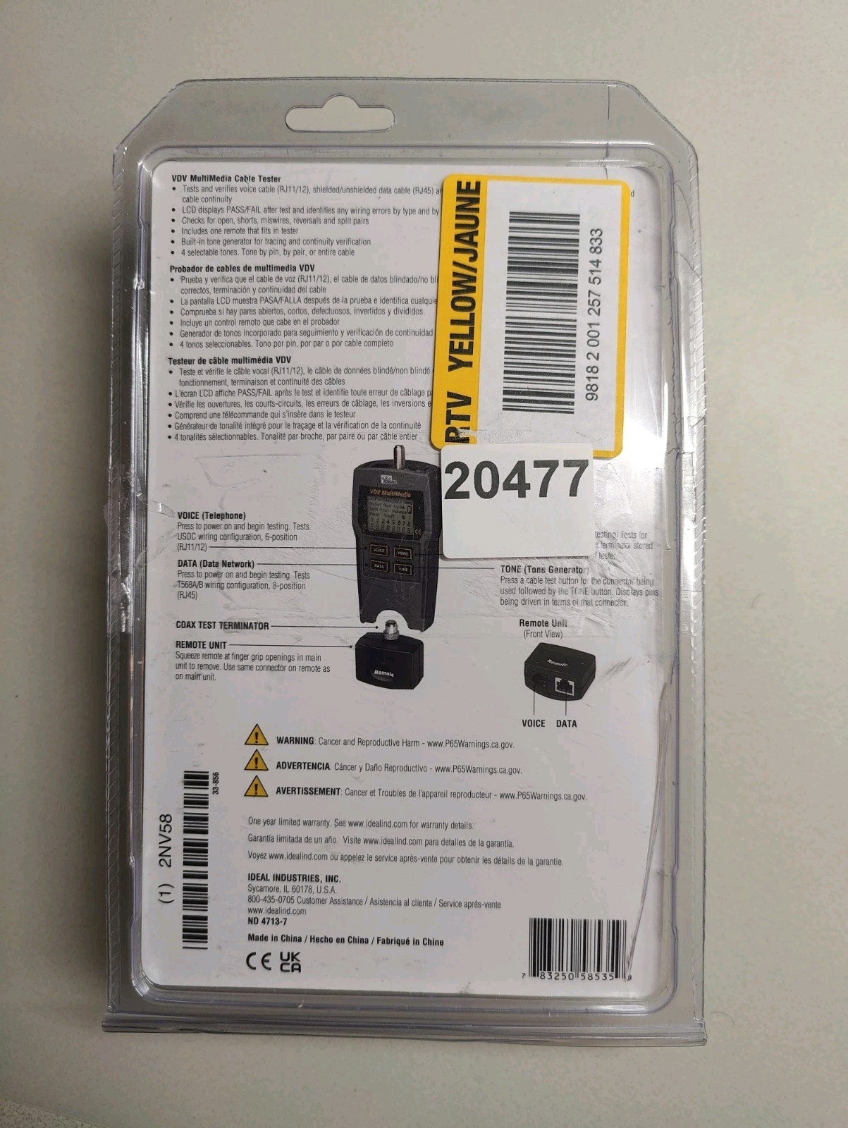 Ideal VDV Multimedia Cable Tester 33-856