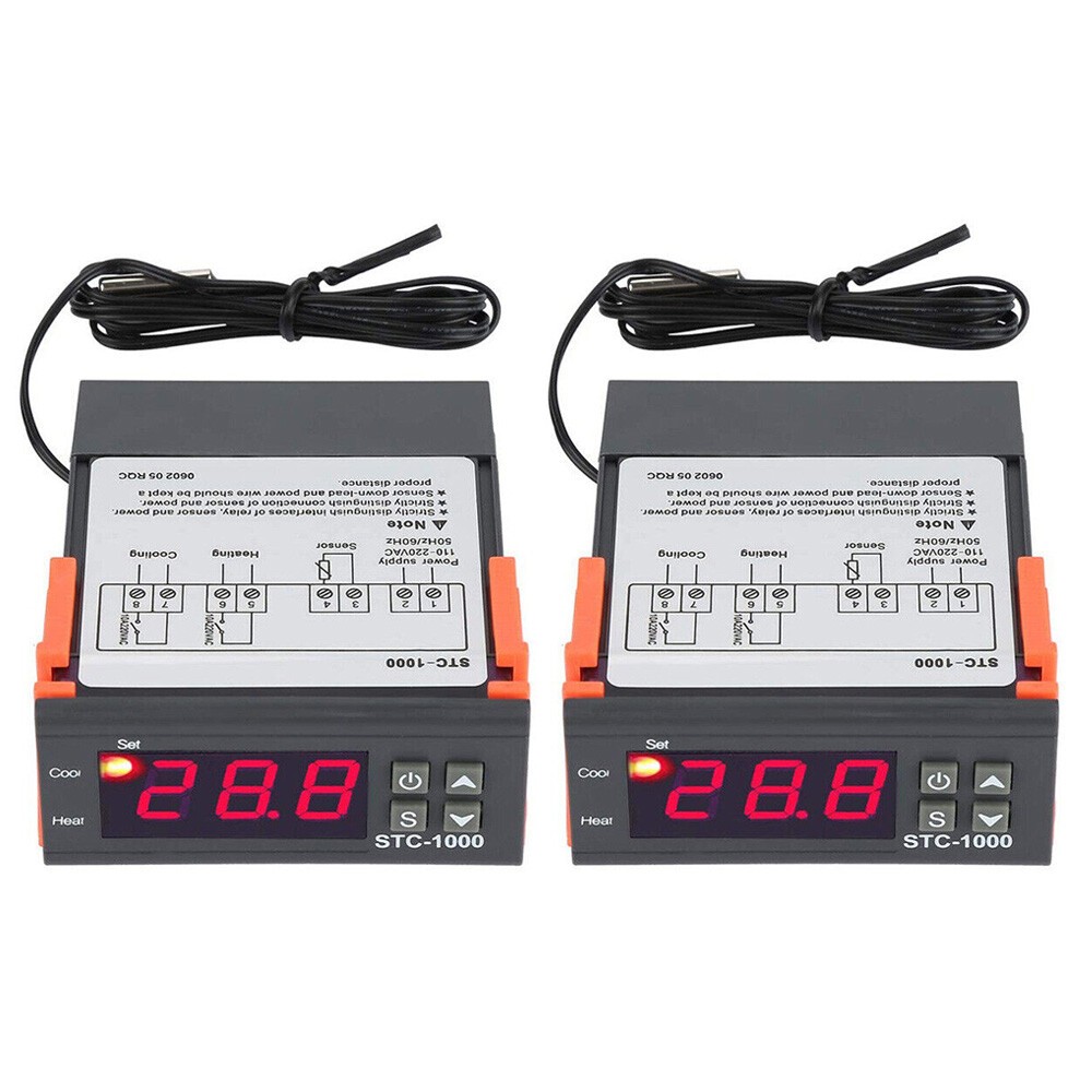 2x Digital Temperature Controller STC-1000 Thermostat w/ NTC Sensor AC 110V 220V