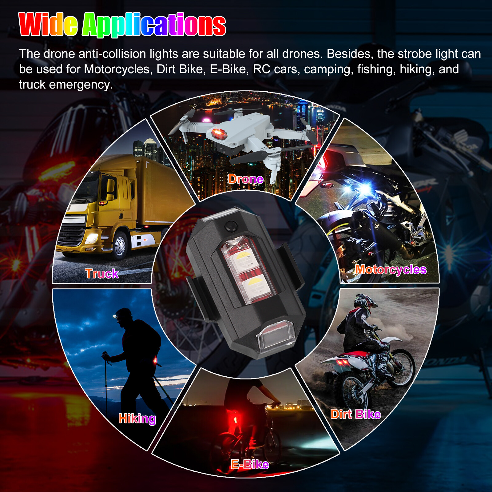 4Pcs/Set Drone Warning Strobe Lights LED Anti-collision 7 Colors USB Chargeable