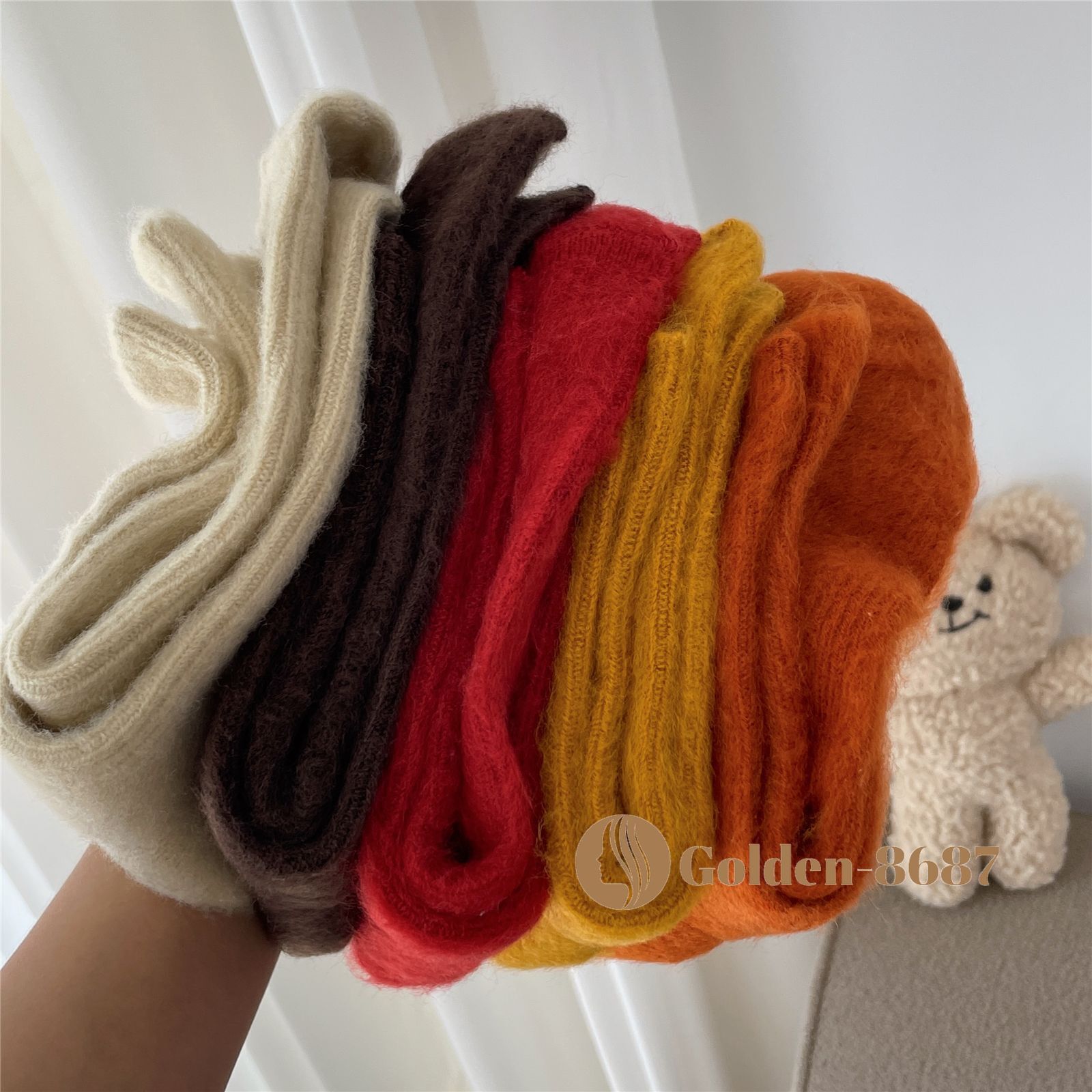 5 Pairs Wool Crew Thick Soft Warm Fuzzy Cozy Casual Colors Boots Women Socks 5-9