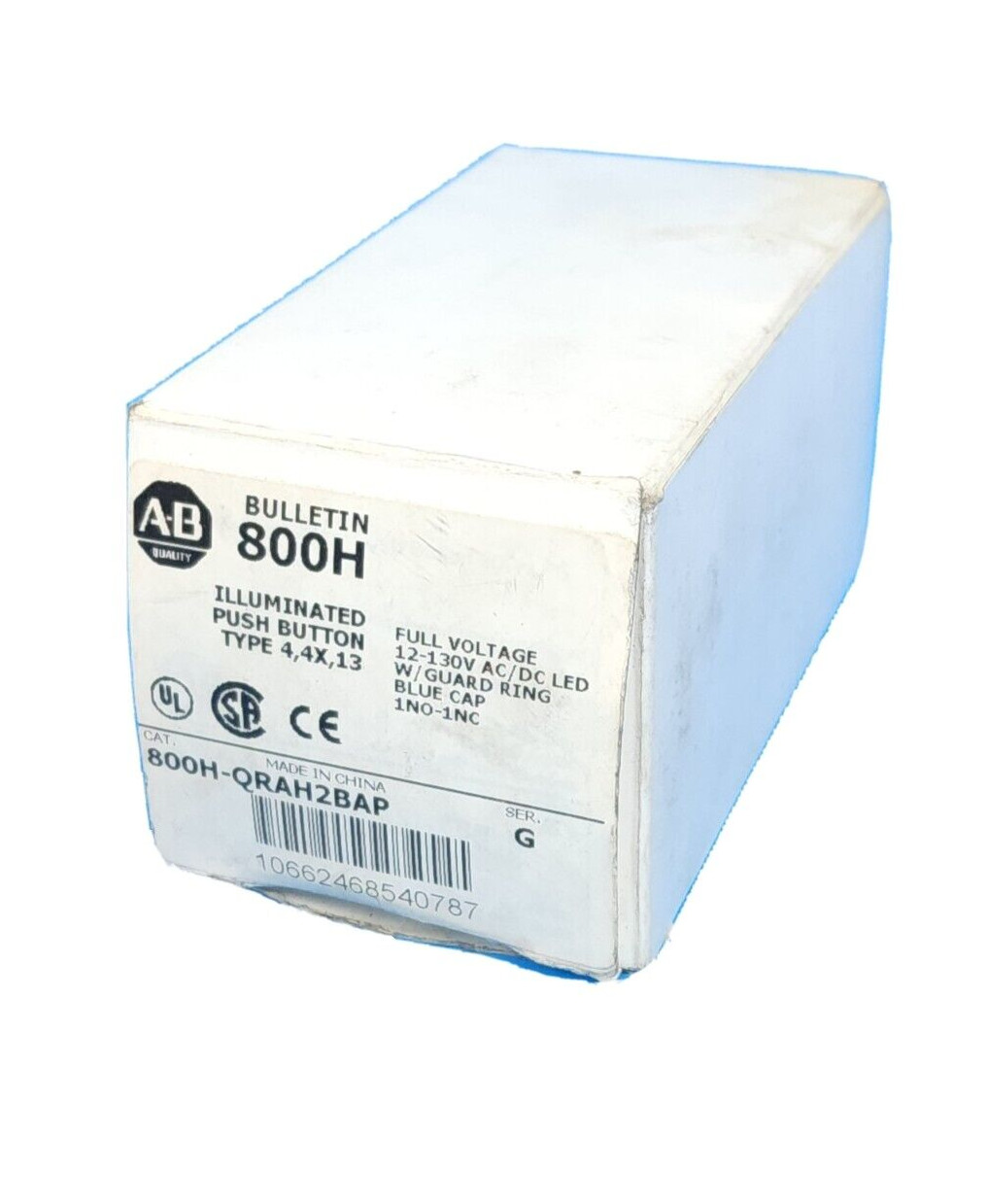 NIB ALLEN BRADLEY 800H-QRAH2BAP SER. G PUSH BUTTON BLUE CAP