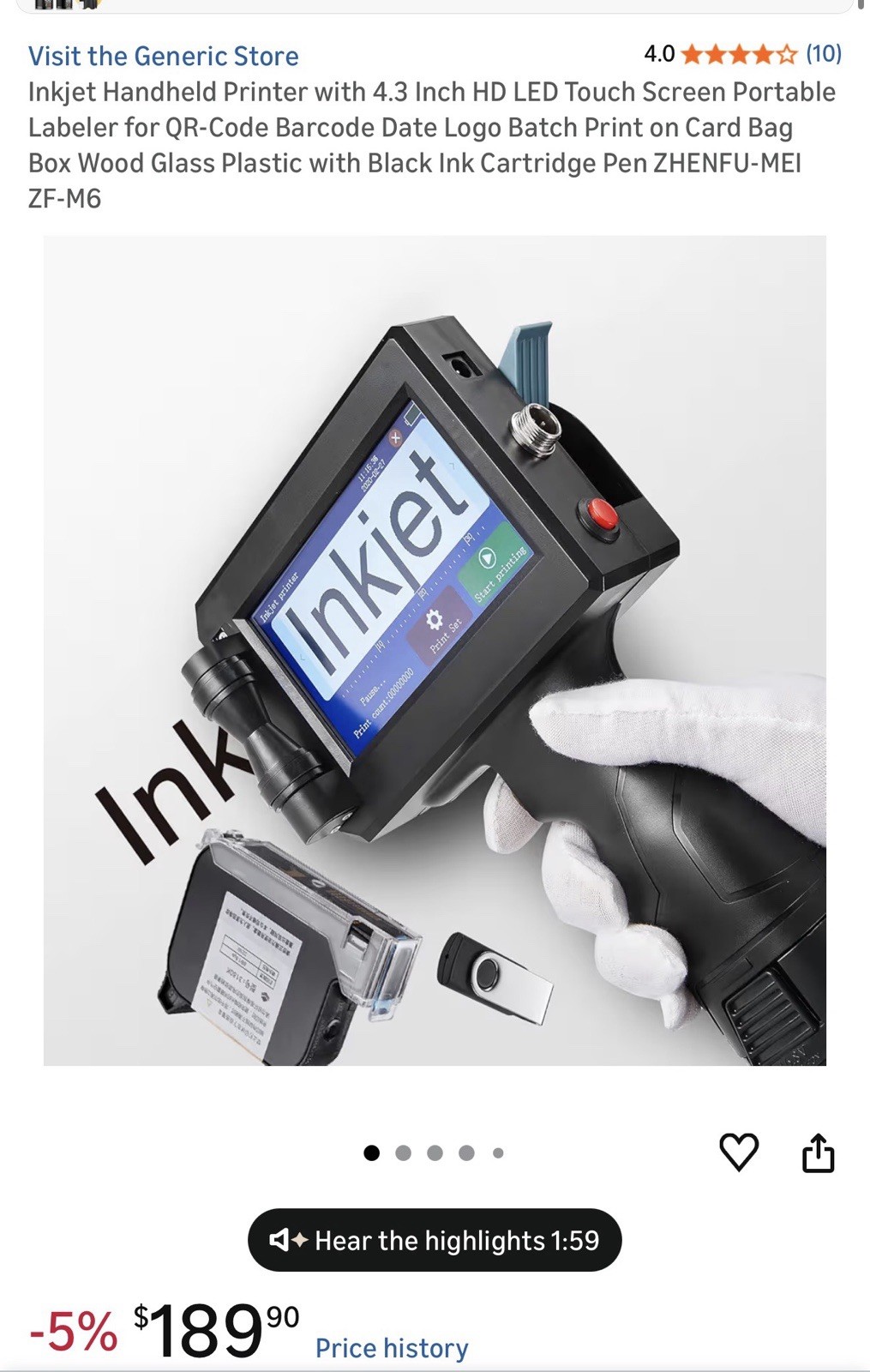 ZHENFU-MEI ZF-M6 Inkjet Portable Label Printer, Touchscreen, 12.7mm
