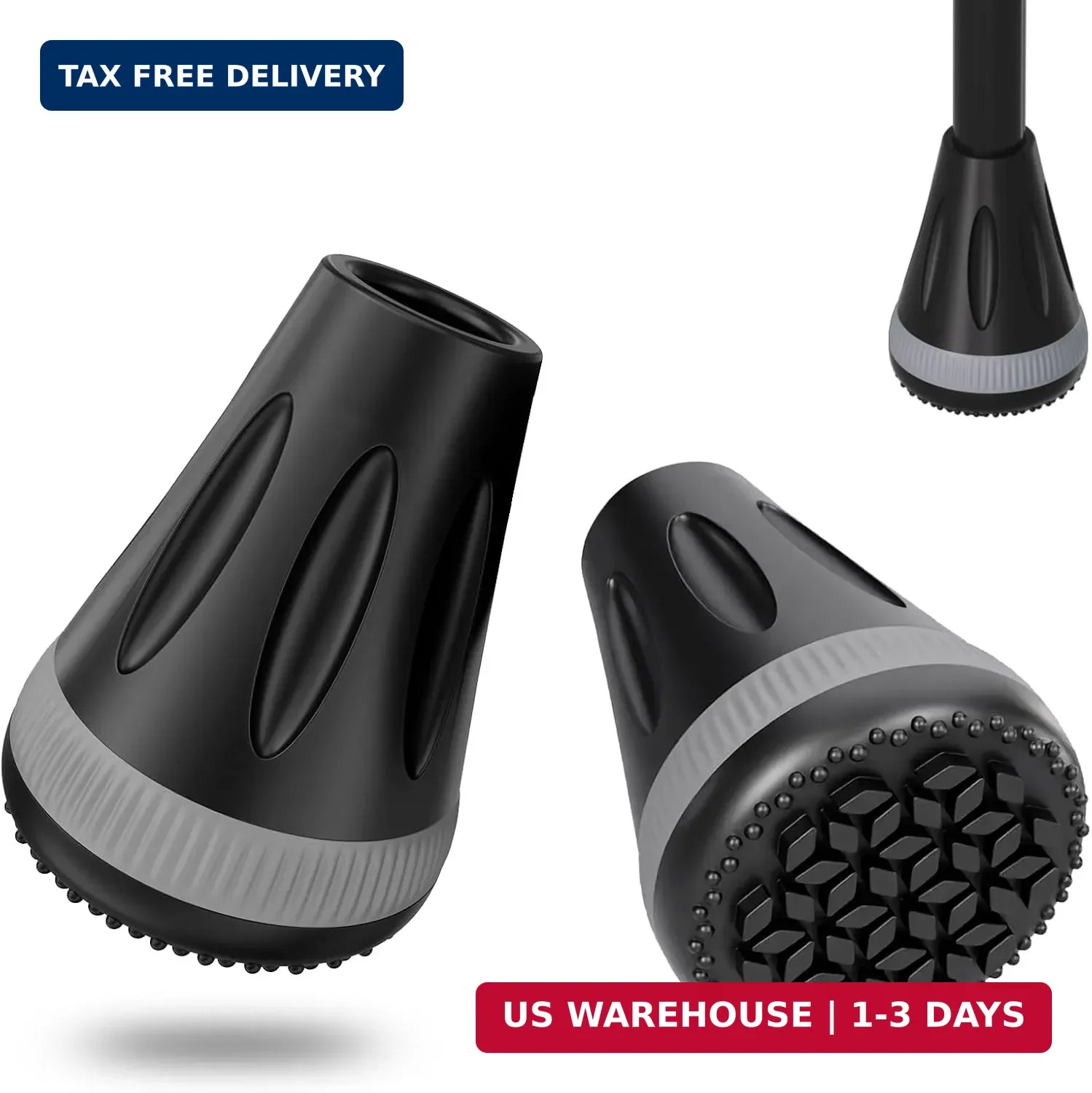 XSL Cane Tips, Black 3/4 Inch Cane Tips Heavy Duty, 3/4'' Rubber Replacement Foo