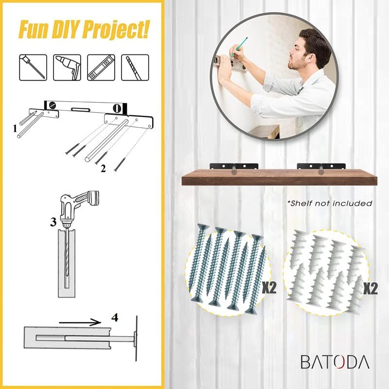8 PCS 6 Inch Floating Shelf Brackets Heavy Duty Solid Steel Blind Supports