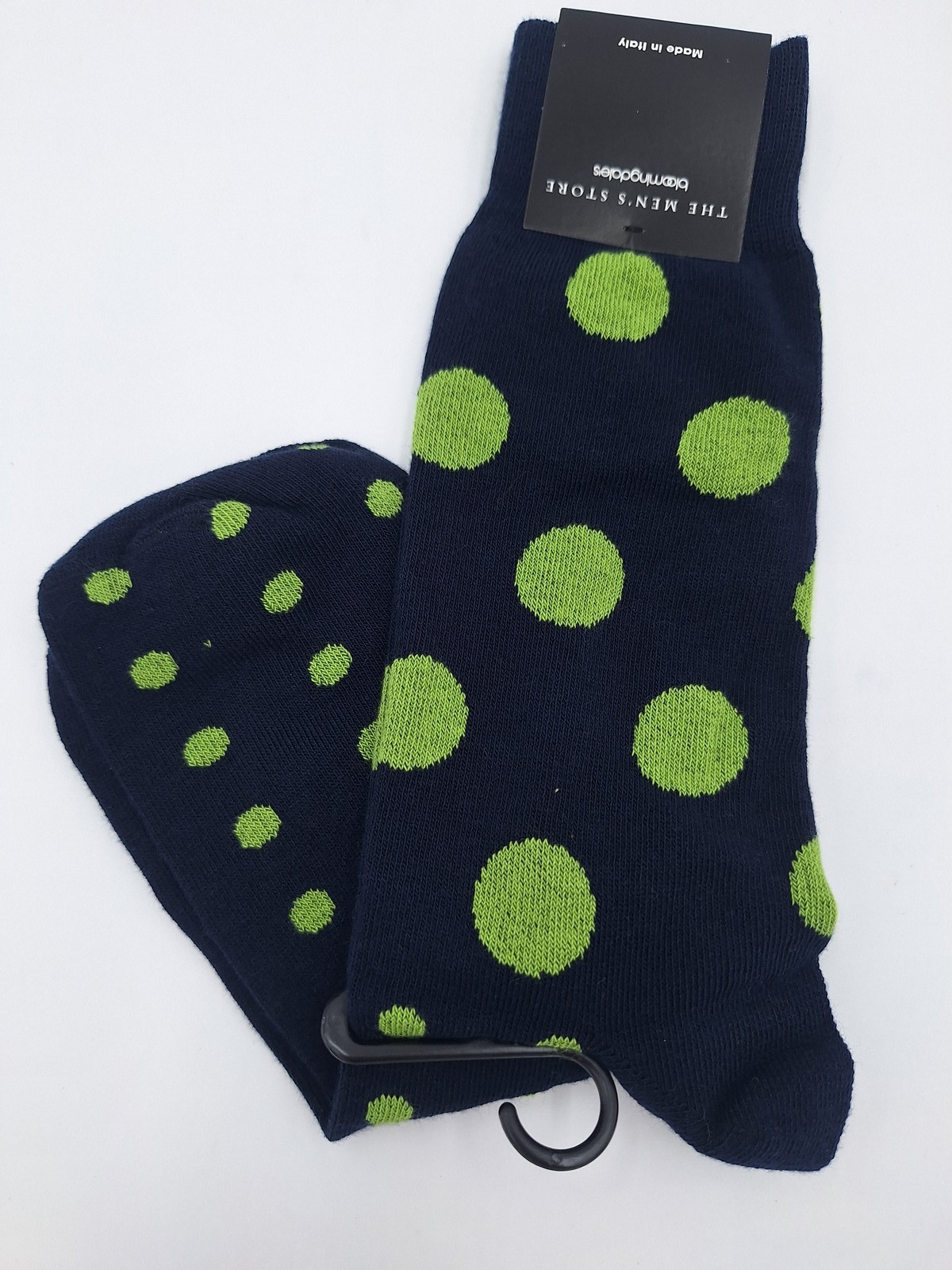 GREEN DOTS Novelty Mens Socks Navy The Mens Store Bloomingdales $12 - NWT