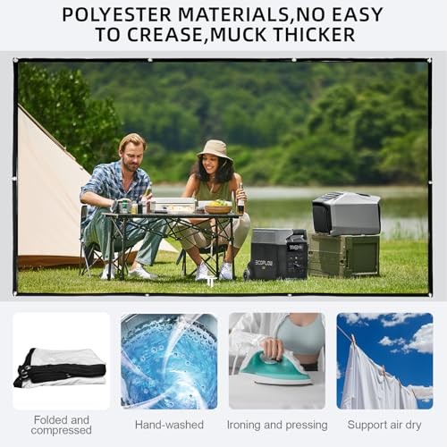 4K Projector Screen, 16:9 HD Foldable Portable Double Sided Anti 100"16:9