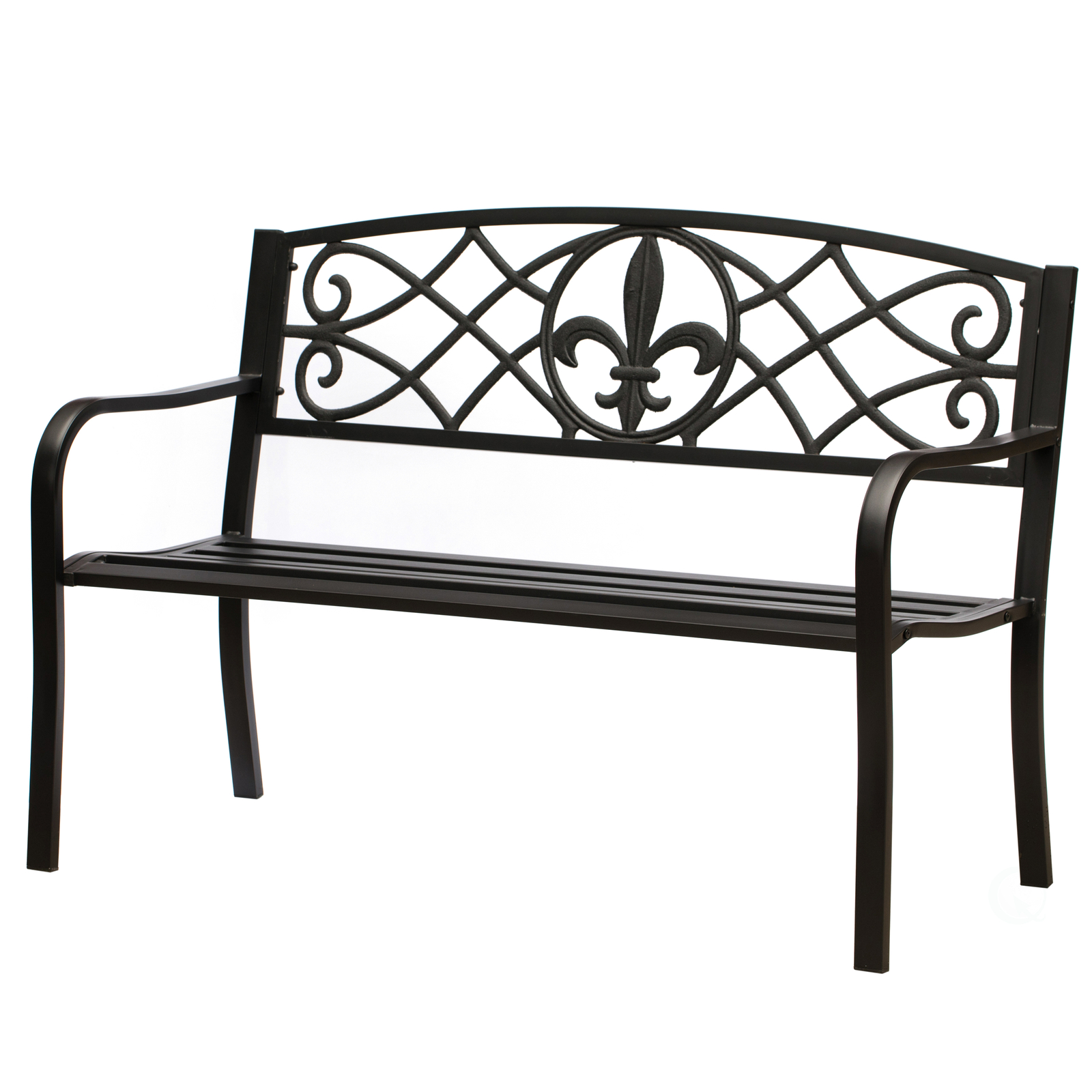 New Garden Patio Steel Park Bench Lawn Decor with Cast Iron Unique Design Back