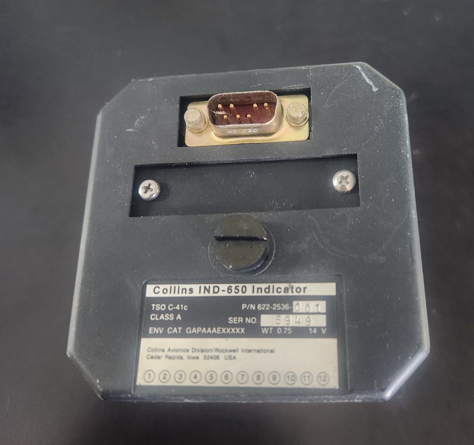 Collins IND-650 Indicator, P/N: 622-2536-001