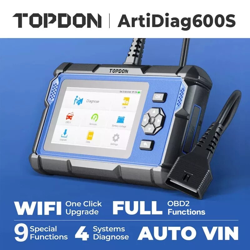 TOPDON AD600S OBD2 Scanner 4 System Code Reader ABS SRS Oil EPB Reset Scan Tool