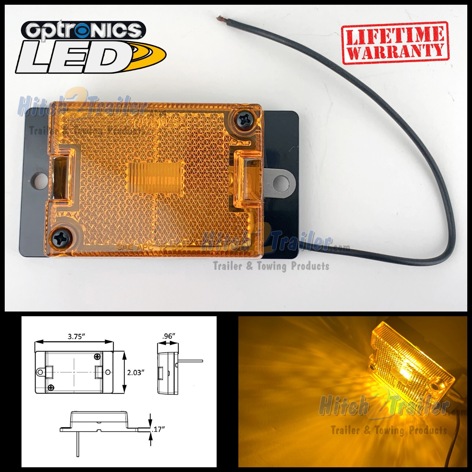 Optronics MCL35AEB 3 LED Light side Marker Clearance Surface mount 1 wire