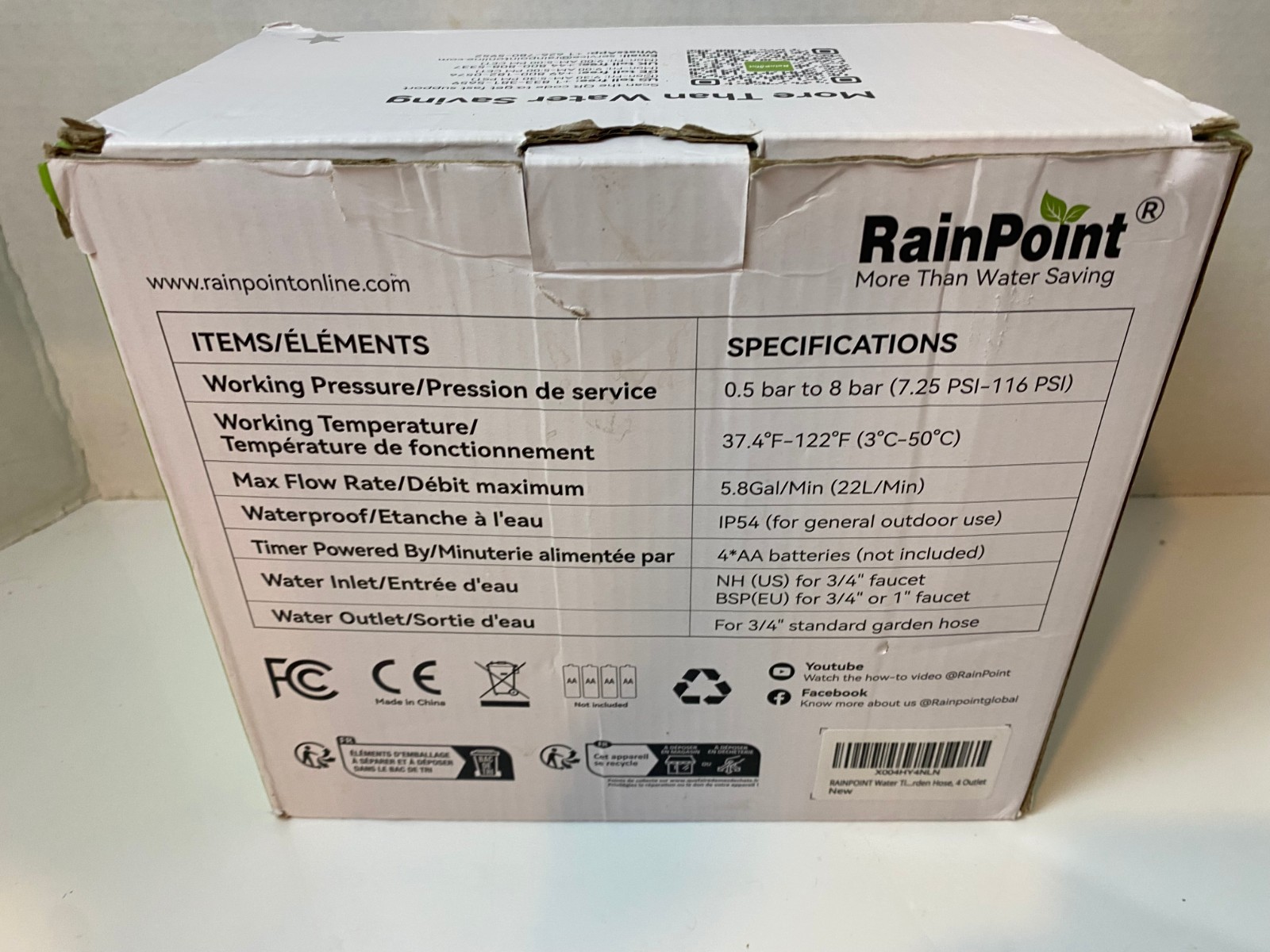 RAINPOINT Sprinkler Timer, 4 Outlets Hose Timer, 4 Zone Water Timer for Watering