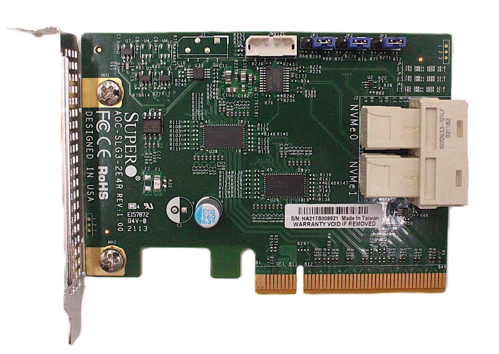 Supermicro AOC-SLG3-2E4R PCIe Dual NVMe M.2 Adapter Card