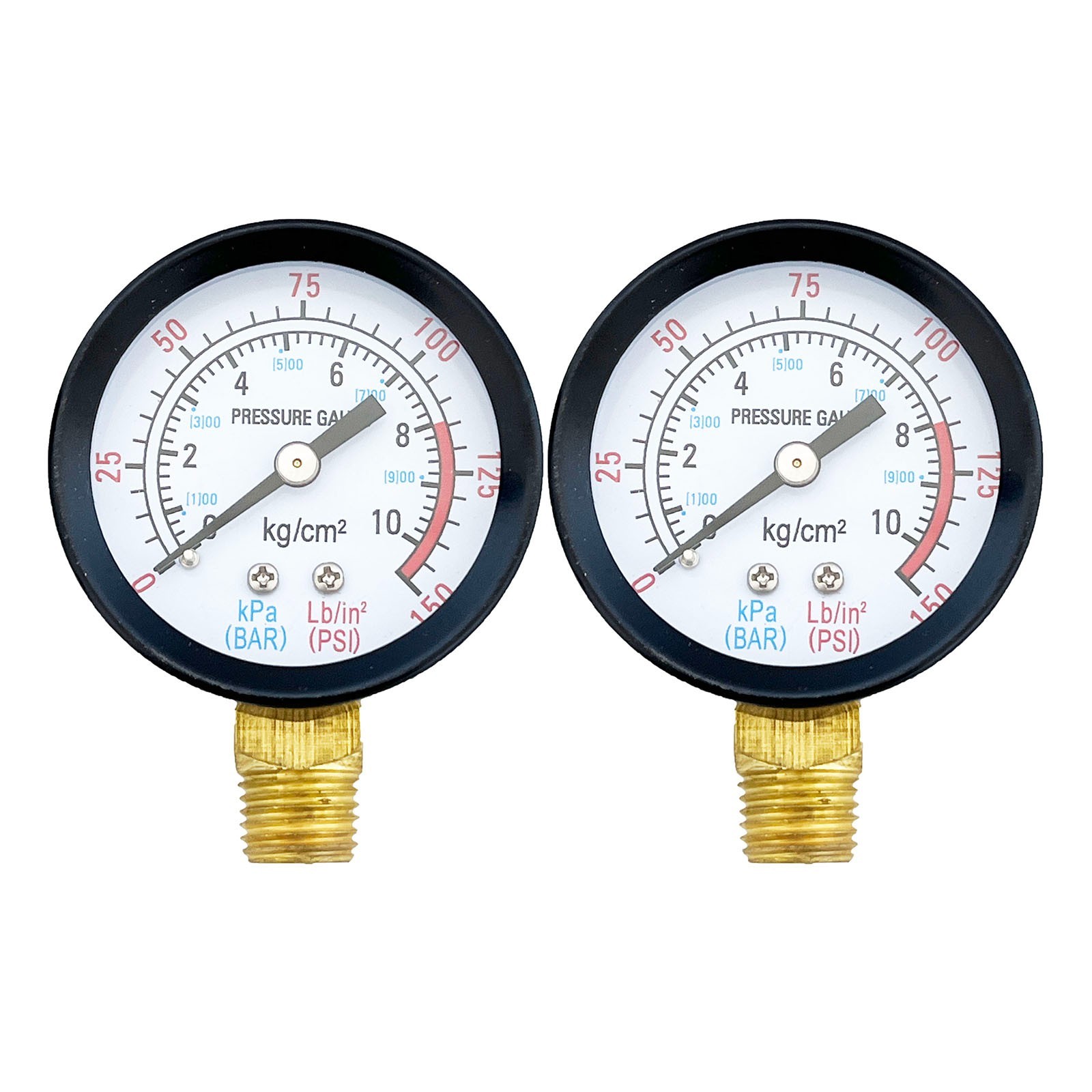 2PCS Air Pressure Gauge For Air Compressor 1/4"BSP 0-150 PSI 2" Face Side Mount