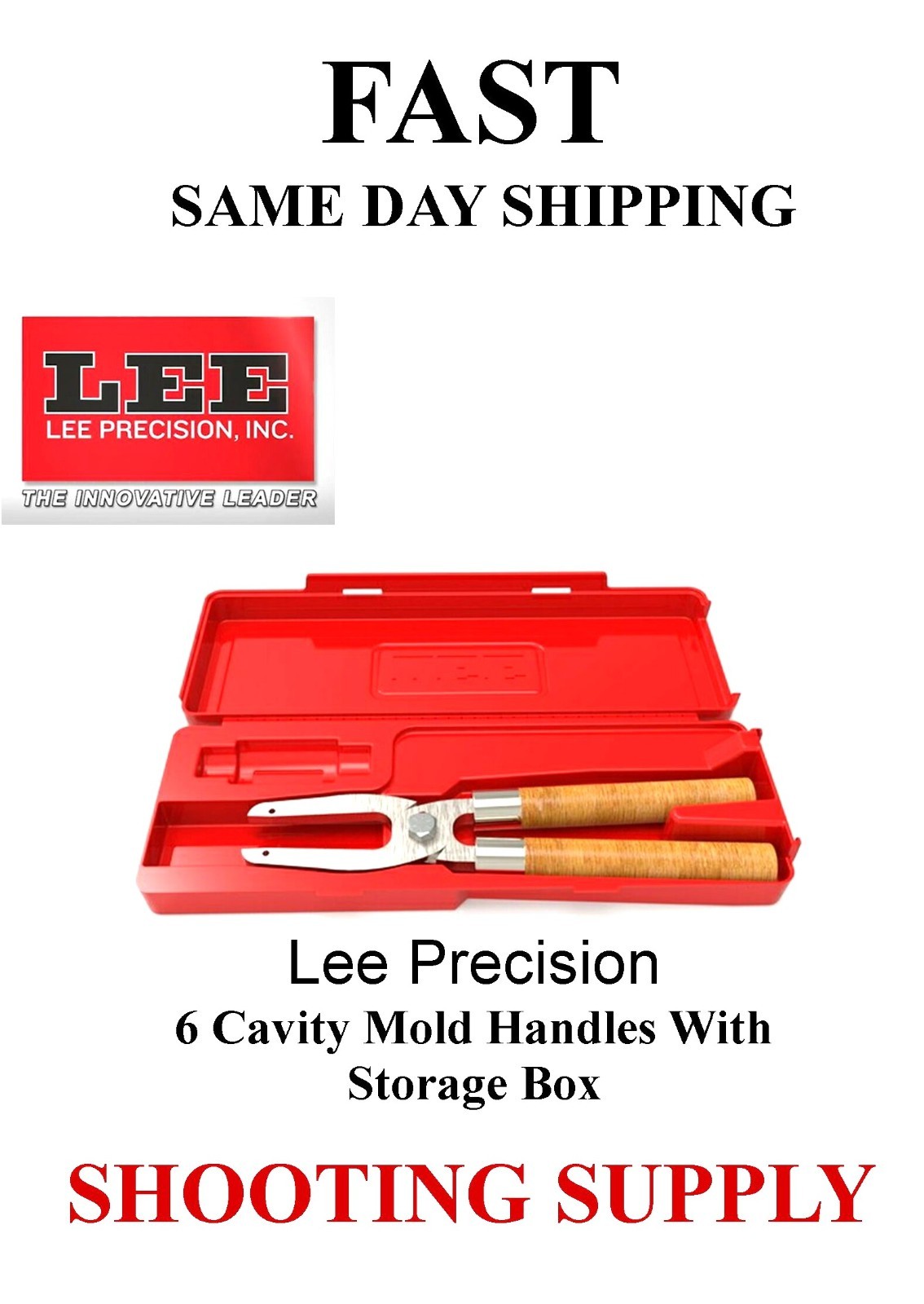 LEE Mold 6 Cavity Mold Handles Also Fits 2-Cavity Lyman WITH Storage Box 92158